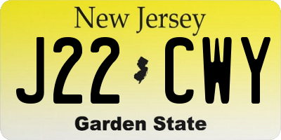 NJ license plate J22CWY