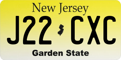 NJ license plate J22CXC