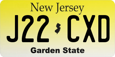 NJ license plate J22CXD