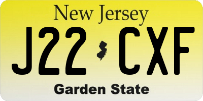 NJ license plate J22CXF
