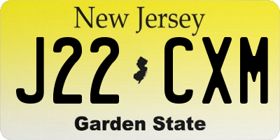NJ license plate J22CXM