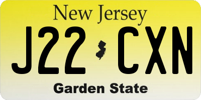 NJ license plate J22CXN