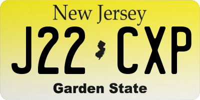 NJ license plate J22CXP