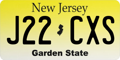 NJ license plate J22CXS