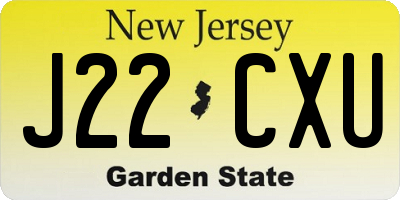 NJ license plate J22CXU
