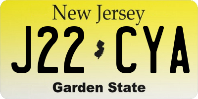 NJ license plate J22CYA