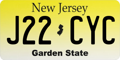 NJ license plate J22CYC