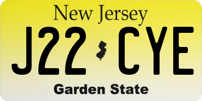 NJ license plate J22CYE