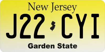 NJ license plate J22CYI