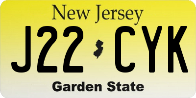 NJ license plate J22CYK