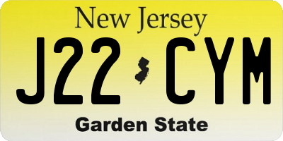 NJ license plate J22CYM