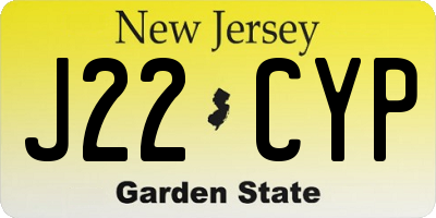 NJ license plate J22CYP