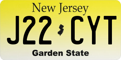 NJ license plate J22CYT