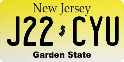 NJ license plate J22CYU