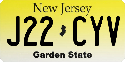 NJ license plate J22CYV