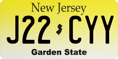 NJ license plate J22CYY