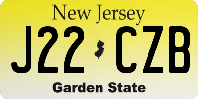 NJ license plate J22CZB