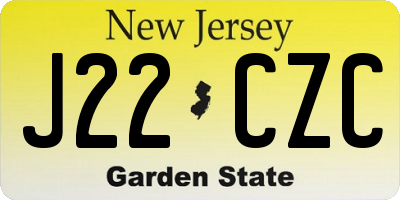 NJ license plate J22CZC