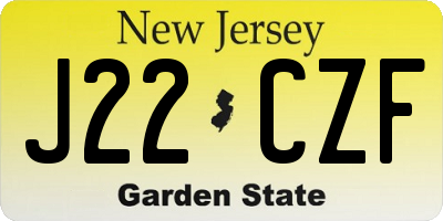 NJ license plate J22CZF