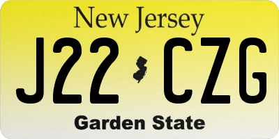 NJ license plate J22CZG