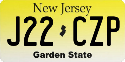 NJ license plate J22CZP
