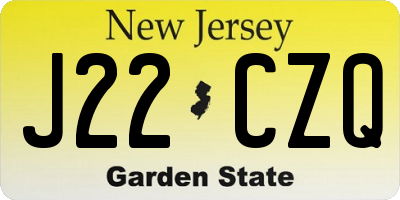 NJ license plate J22CZQ