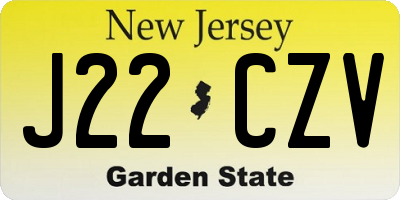 NJ license plate J22CZV