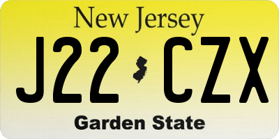NJ license plate J22CZX