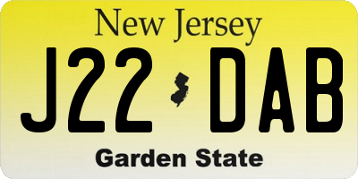 NJ license plate J22DAB