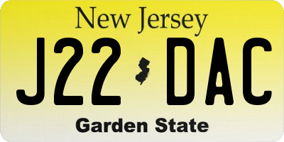NJ license plate J22DAC