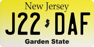 NJ license plate J22DAF