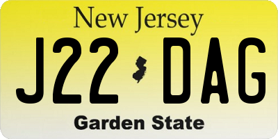 NJ license plate J22DAG