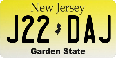 NJ license plate J22DAJ