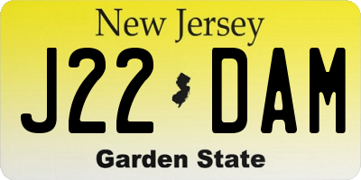 NJ license plate J22DAM
