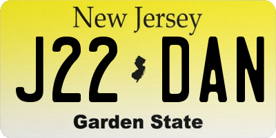 NJ license plate J22DAN