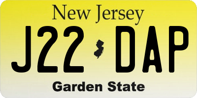 NJ license plate J22DAP