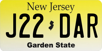 NJ license plate J22DAR