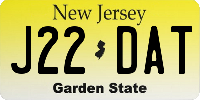 NJ license plate J22DAT