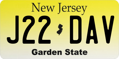 NJ license plate J22DAV