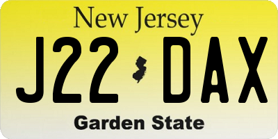 NJ license plate J22DAX