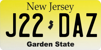 NJ license plate J22DAZ
