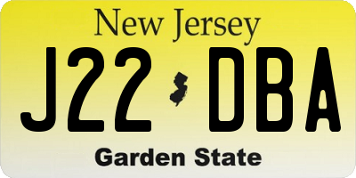 NJ license plate J22DBA