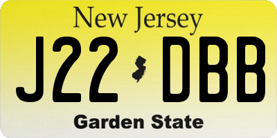 NJ license plate J22DBB