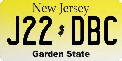 NJ license plate J22DBC
