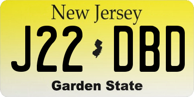 NJ license plate J22DBD