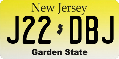 NJ license plate J22DBJ