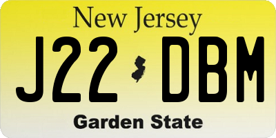 NJ license plate J22DBM