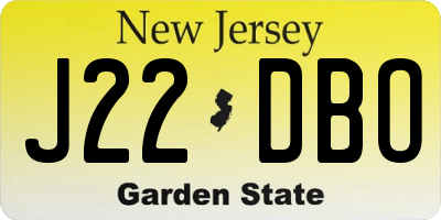 NJ license plate J22DBO