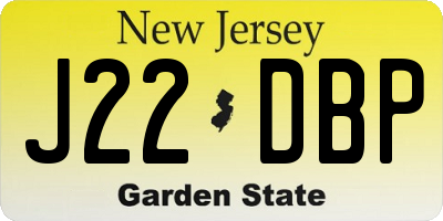 NJ license plate J22DBP