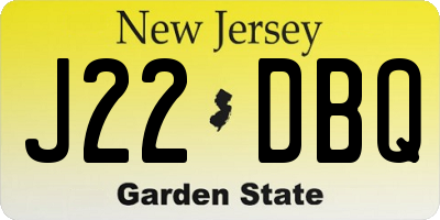 NJ license plate J22DBQ